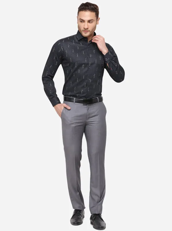 Black & Grey Striped Slim Fit Formal Shirt | Metal