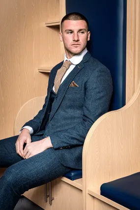 DION Blue Tweed Suit As Worn By Sam Johnstone