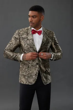 Mens Floral Tuxedo Two Buttons Jacket Paisley Suit Blazer Jacket for Dinner Prom