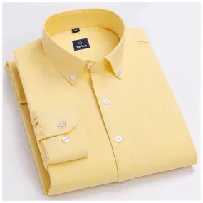 Plain Cotton Blend Solid Shirts Yellow