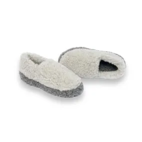 Yoko Full Siberian Wool Slipper Two Tone Grey